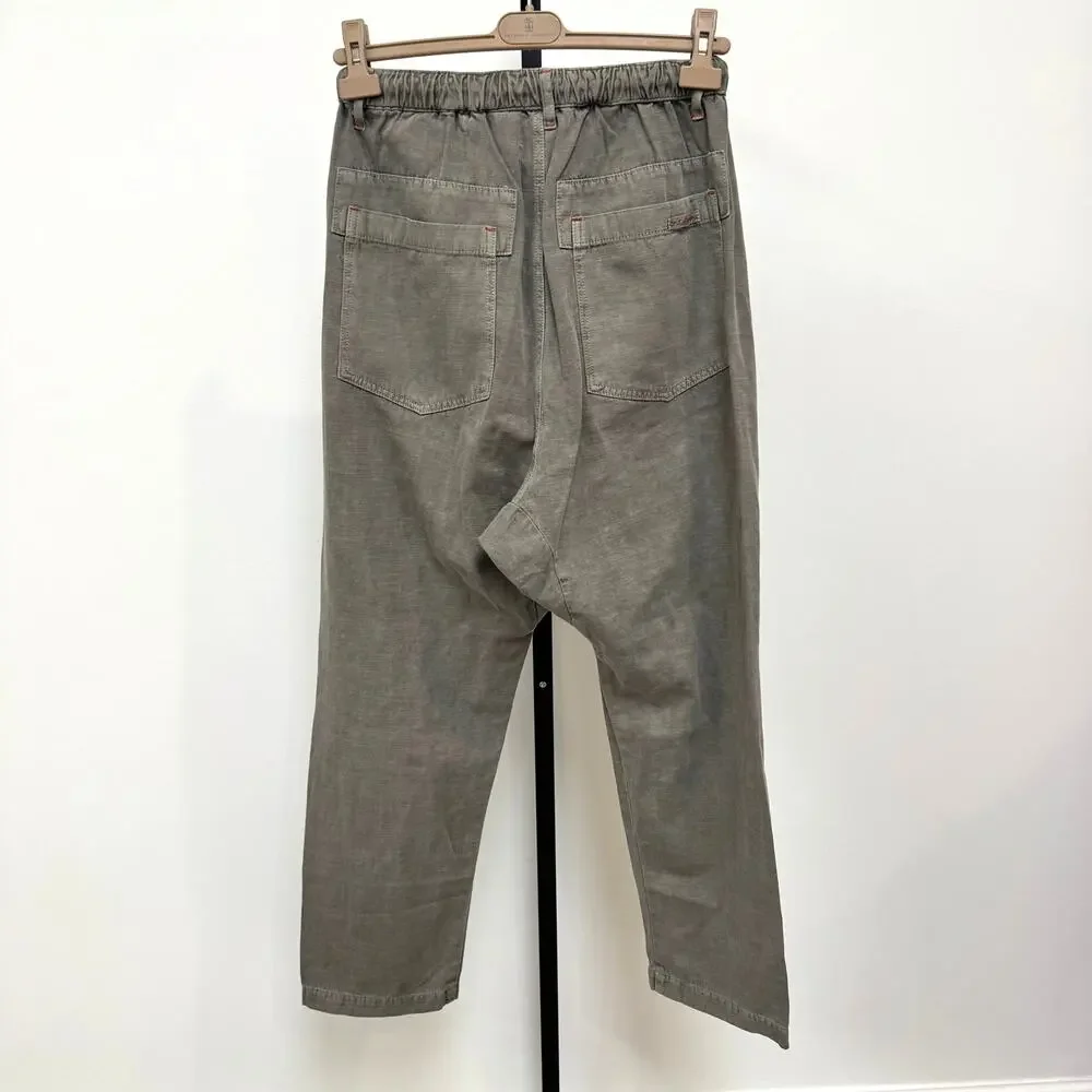 Dr. Collector's P38 Hemp Organic Cotton Sunfaded Army Green Pants M Braided Rope